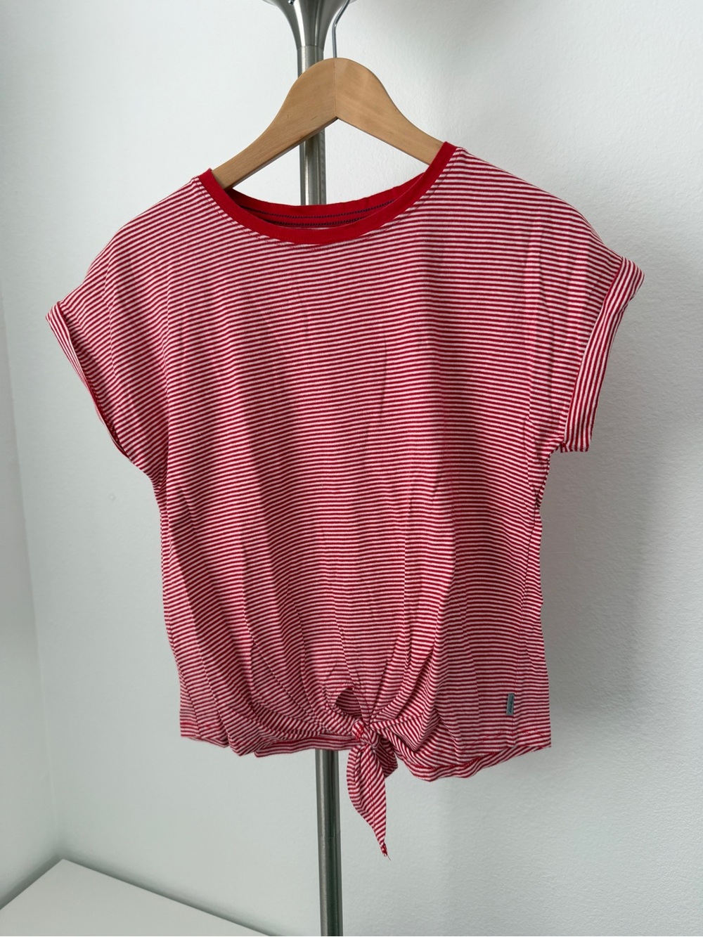 Eddie Bauer Red and White Striped Crewneck Tee